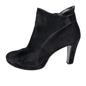 Paul Green Ankle Boots Black Velvet Suede High Heel Booties
